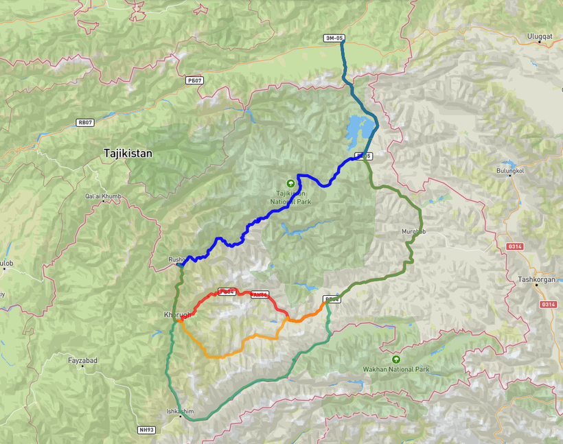 Routes through the Pamirs